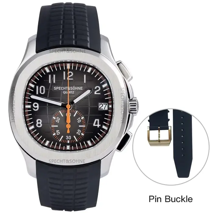 Specht & Söhne nouveau classique 5167 montre pour hommes couleur Orange saphir cristal caoutchouc Srap sport mâle