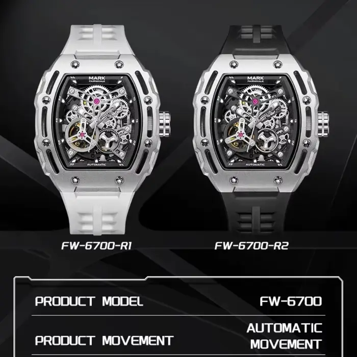 Mark Fairwhale 6700 nouvelles montres mécaniques pour hommes montre-bracelet automatique pour Tourbillon squelette conception étanche montre de mode