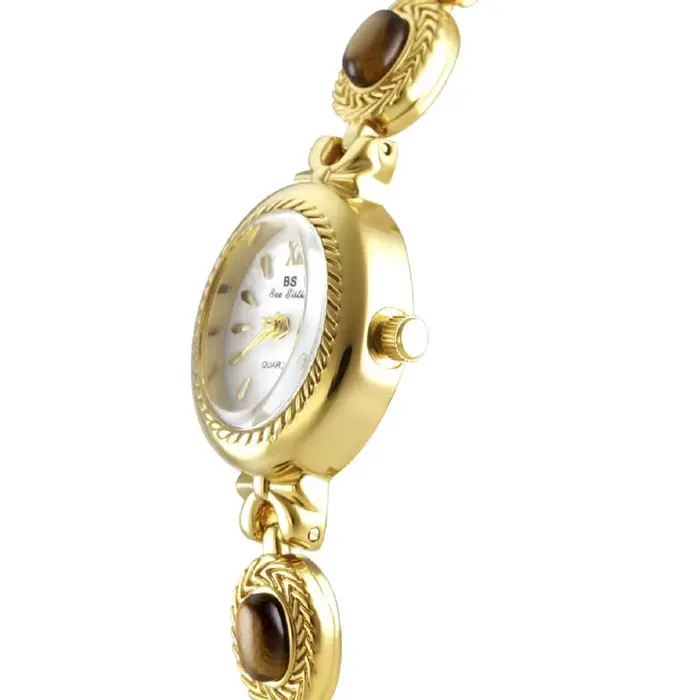 Montre-bracelet élégante pour femmes en laiton avec bracelet en acier au tungstène couleur Melard exquise pour occasions spéciales