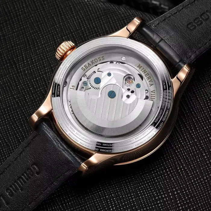  SEAKOSS 47mm hommes montres mécaniques automatiques Double terre heure mondiale verre saphir rotation 3D