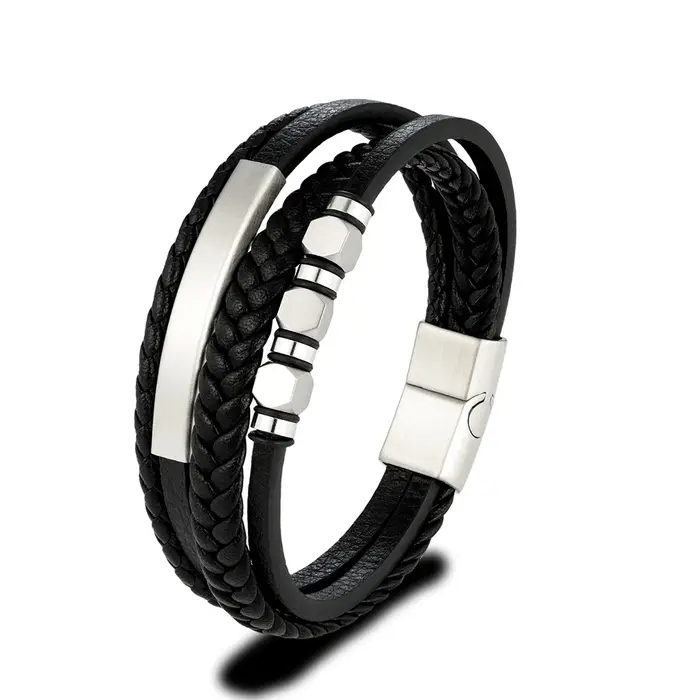 Bracelet Steampunk en Cuir avec Acier Inoxydable pour Hommes et Femmes Occasions Spéciales et Journées Courantes