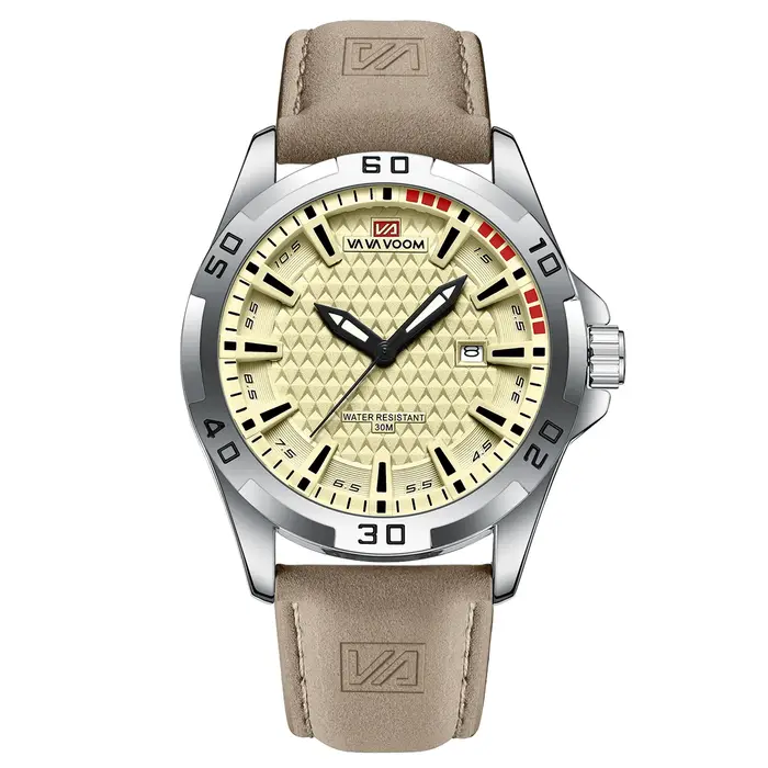 Montre-bracelet Quartz VA VA VOOM Style Militaire Décontracté pour Hommes Occasions Spéciales Robuste Polyvalente