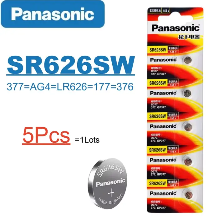 5-50 pièces Panasonic SR626SW 377 pile de montre SR626 SW AG4 LR626 177 376 pile bouton pour montre 