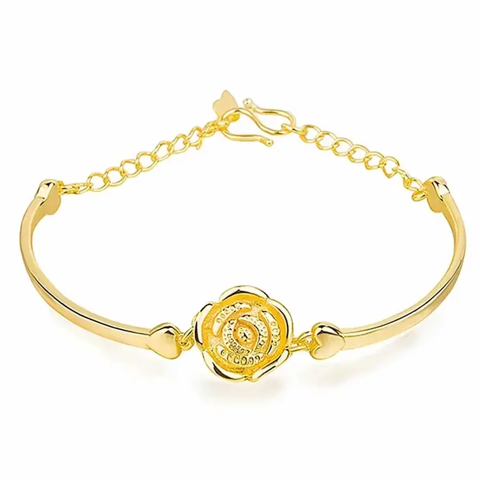 Bracelet Rose couleur or véritable 18 KT pour femmes