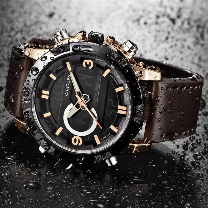 Istro DDEN-Montres chronographes en cuir pour hommes