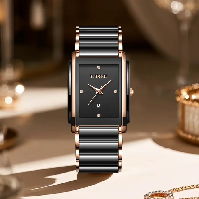 LIGE mode montre élégante pour femmes mouvement japonais Bracelet en céramique de luxe dames