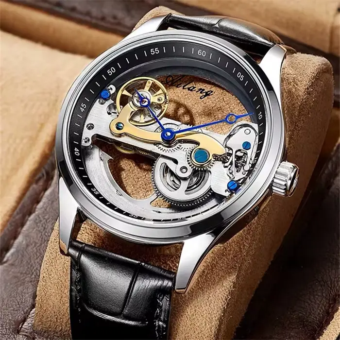 AILANG 8625 Montre mécanique automatique à mouvement squelette entièrement transparent pour homme