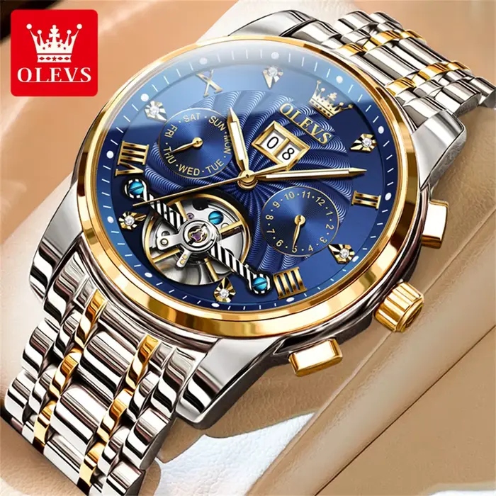 OLEVS classique hommes montres Tourbillon multi-fonction entièrement automatique hommes montre haut 
