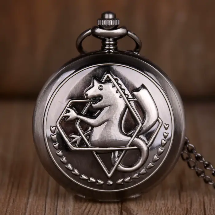 Montre de poche à Quartz Antique FullMetal alchimiste Edward Elric Cosplay avec pendentif collier hommes femmes