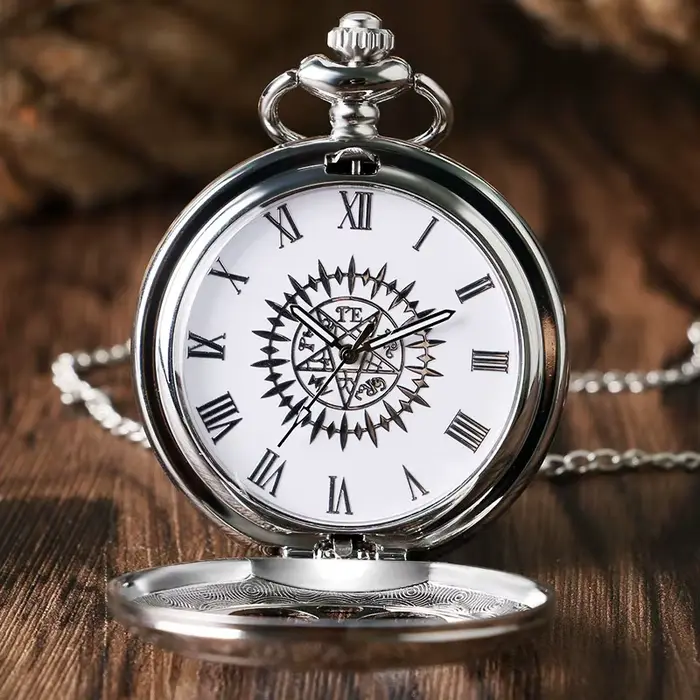 Montre de poche pour hommes et femmes, Style majordome, en argent, avec collier, cadeau de noël, off