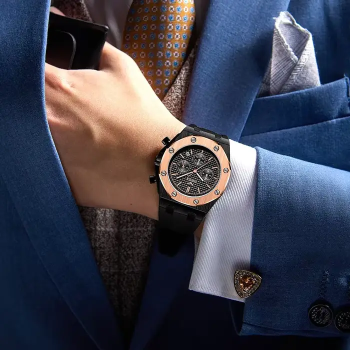 ONOLA 6807 Montre Homme Mode Sport Silicone Quartz Chronographe Calendrier Étanche Lumineuse