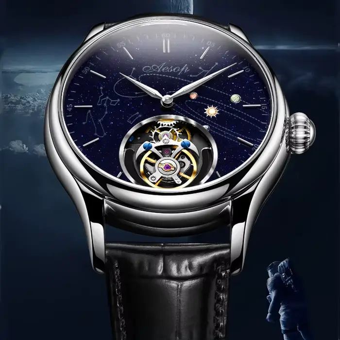 AESOP hommes de luxe véritable Tourbillon volant mécanique saphir montre étanche squelette montres