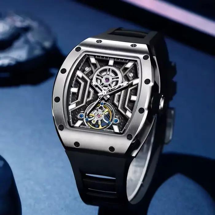 Montre-bracelet Daniel Gorman 9190-28 Sport Automatique Acier Squelette Ajouré Occasions Spéciales Robuste Confortable