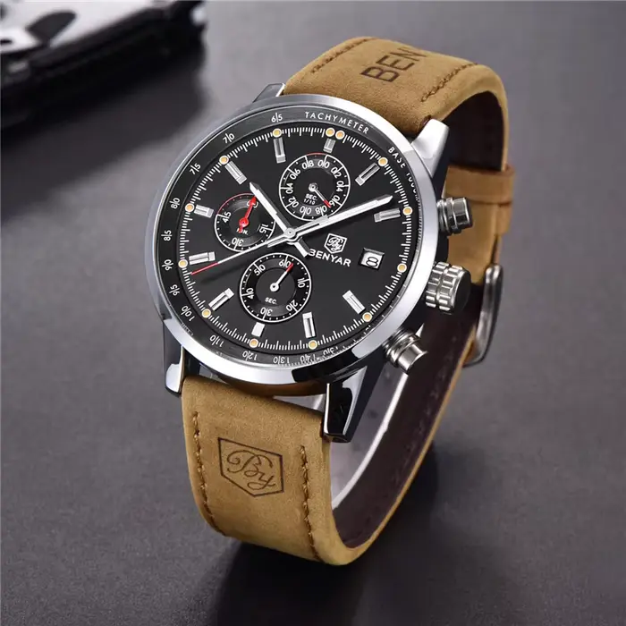 BENYAR Chronographe dehors Hommes Montres Top Marque De Luxe Montre À Quartz Horloge Tous Poquinze Travail Étanche