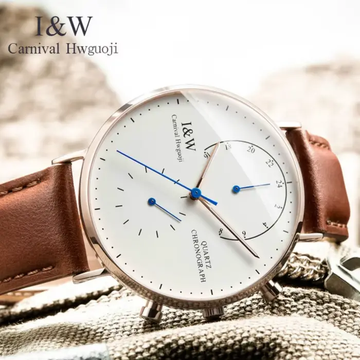 Carnaval marque montres de luxe pour homme mode étanche or Rose argent horloge militaire hommes