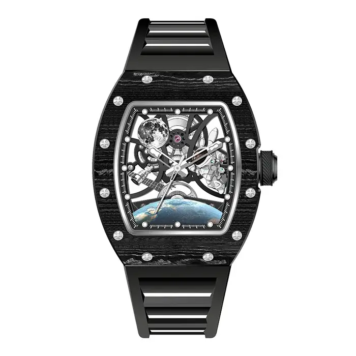 Montre Daniel Gorman édition limitée automatique design squelette bracelet silicone pour homme ou femme occasions spéciales