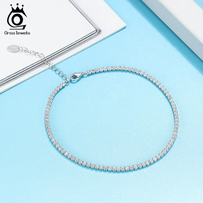 ORSA JEWELS Chaîne de cheville réglable en argent S925 de 2 mm