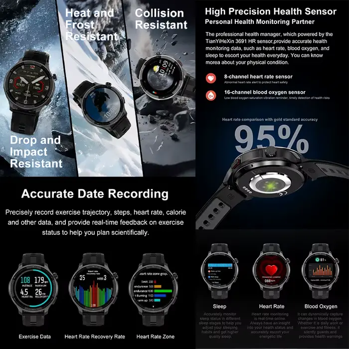 Nouvelle montre intelligente tactique 2026 avec GPS intégré