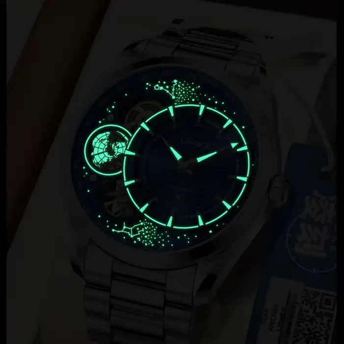 Montre de Sport Tourbillon Luxe Tendance Homme Affichage Lumineux Bracelet Acier Robuste Occasions Spéciales