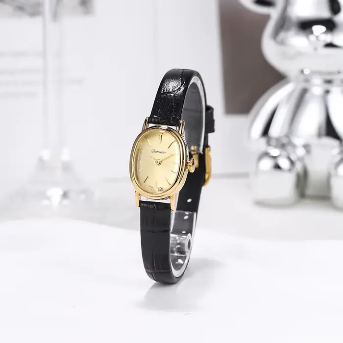 Femmes montre pour filles Quartz Reloj Mujer petite taille ovale or vert cadran