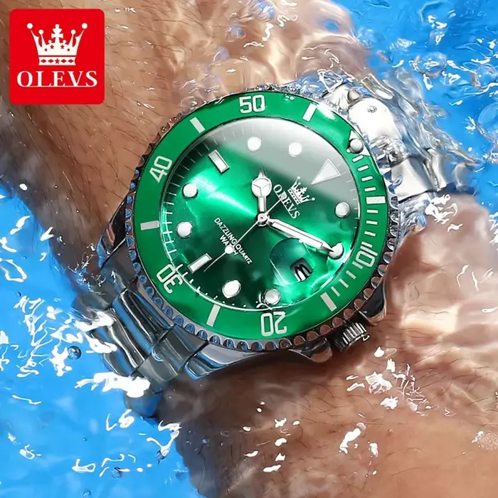 Montre OLEVS 5885 en acier inoxydable avec fonction GPS pour hommes, résistante à l'eau, mains lumineuses, bracelet en acier inoxydable, mouvement à quartz, pour sportifs et amoureux de la mode