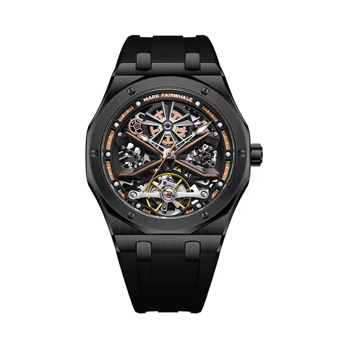 Mark Fairwhal 6400 montre automatique pour hommes mouvement mécanique squelette Tonneau montre-brace