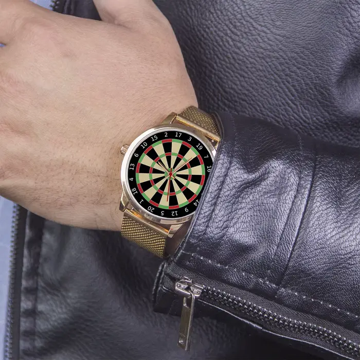 Montre-bracelet à quartz avec boîtier en or pour homme