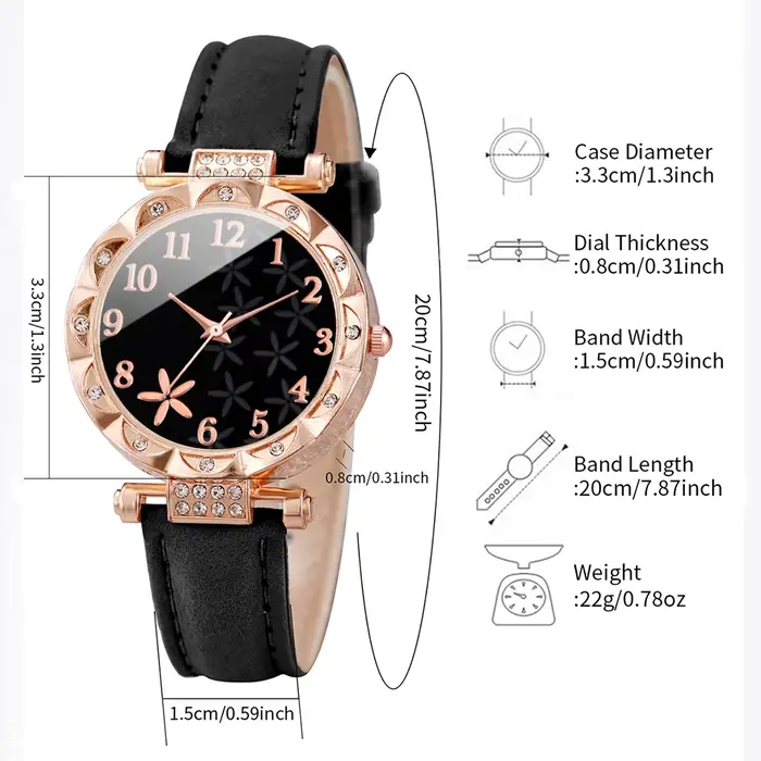 Montre-bracelet en cuir à quartz pour femme