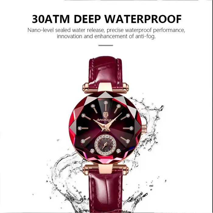 POEDAGAR femmes montres mode diamant cadran en cuir montre à Quartz haut de gamme de luxe étanche dames montre-bracelet petite amie cadeau