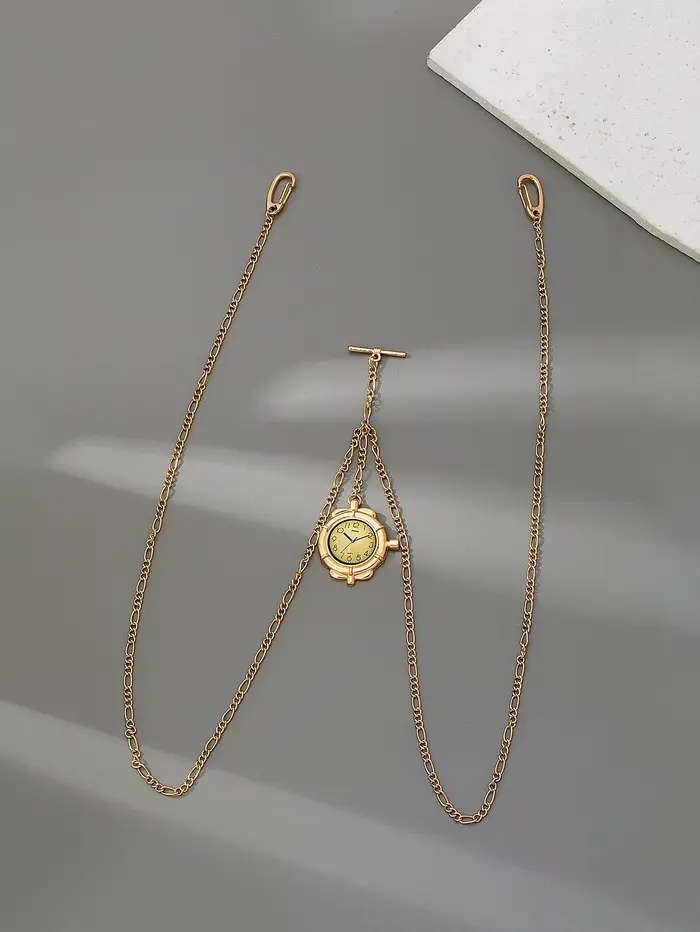 1 montre de poche classique vintage de style mécanique avec une chaîne