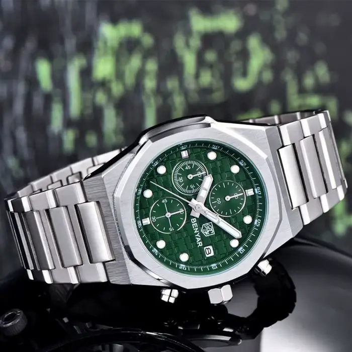 BENYAR Top marque 40mm hommes montre classique de luxe montres à Quartz multi fonctionnel chronographe en acier