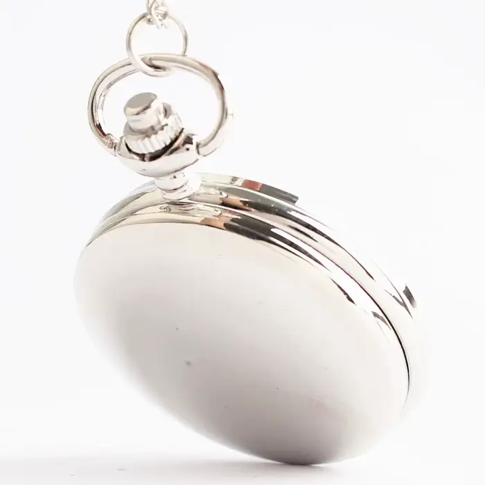 Montre de poche avec pendentif en argent lisse pour hommes et femmes