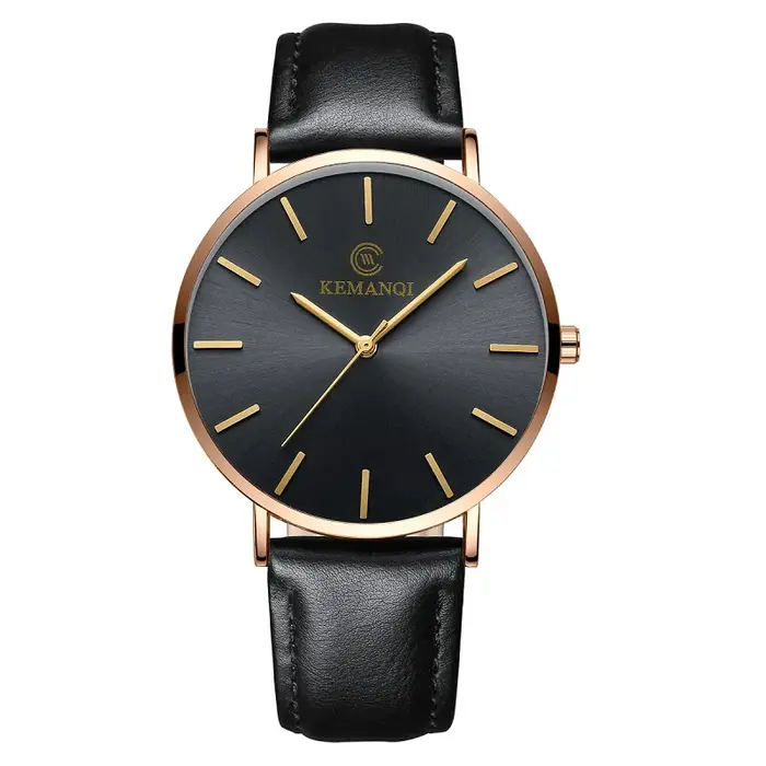 Montre JBAILI en acier inoxydable avec bracelet en cuir pour homme élégant occasions spéciales affaires soirées