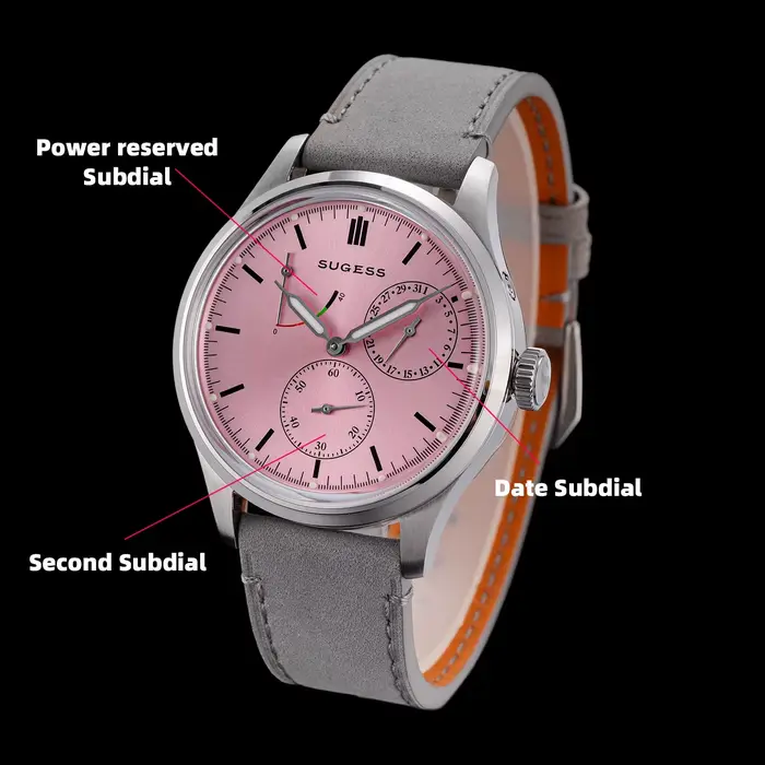 Montre SUGESS S458 en acier inoxydable avec mouvement Seagull ST1787, résistante à l'eau, pour homme, élégante et polyvalente occasions