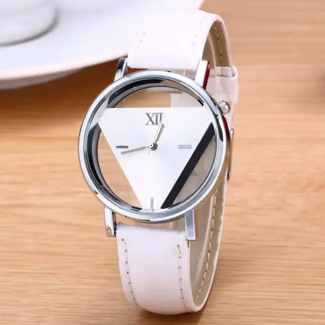 Montre à Quartz triangulaire en cuir bleu pour femmes