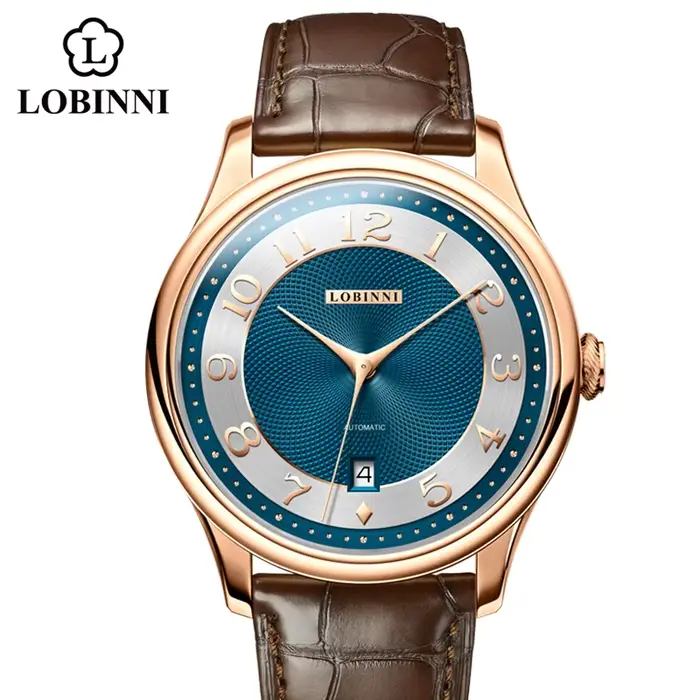 LOBINNI – montre-bracelet de luxe pour hommes, automatique et mécanique, en saphir, Simple, avec cad