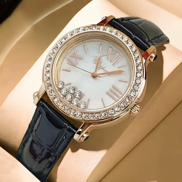 Nouvelle montre verte vintage tendance pour femme, élégante et étanche, avec un design luxueux serti