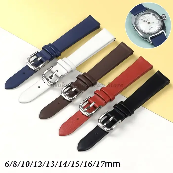 6mm 8mm 10mm 12mm 14mm 16mm 17mm rétro Bracelet de montre en cuir véritable femmes Bracelet de montre Bracelet Ultra mince Bracelet de montre