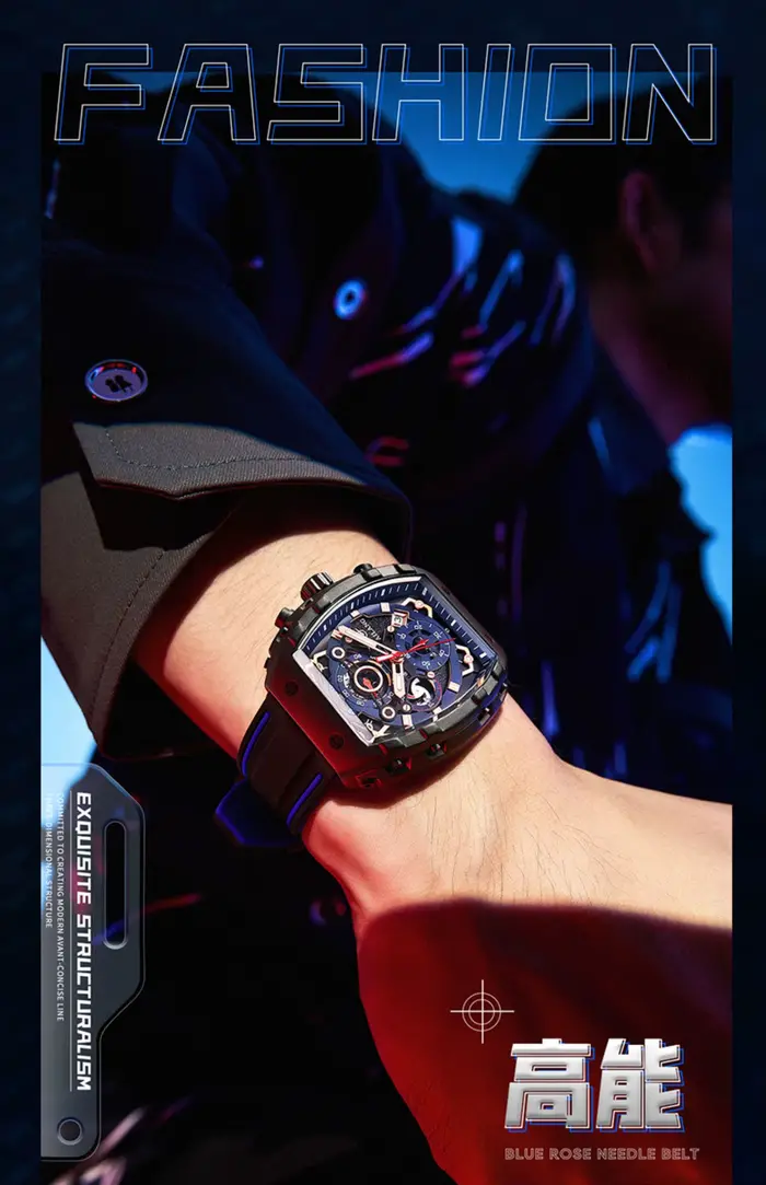 Montre Daniel Gorman Carrée Élégante avec Affichage Analogique-Digital Pour Homme Occasions Spéciales
