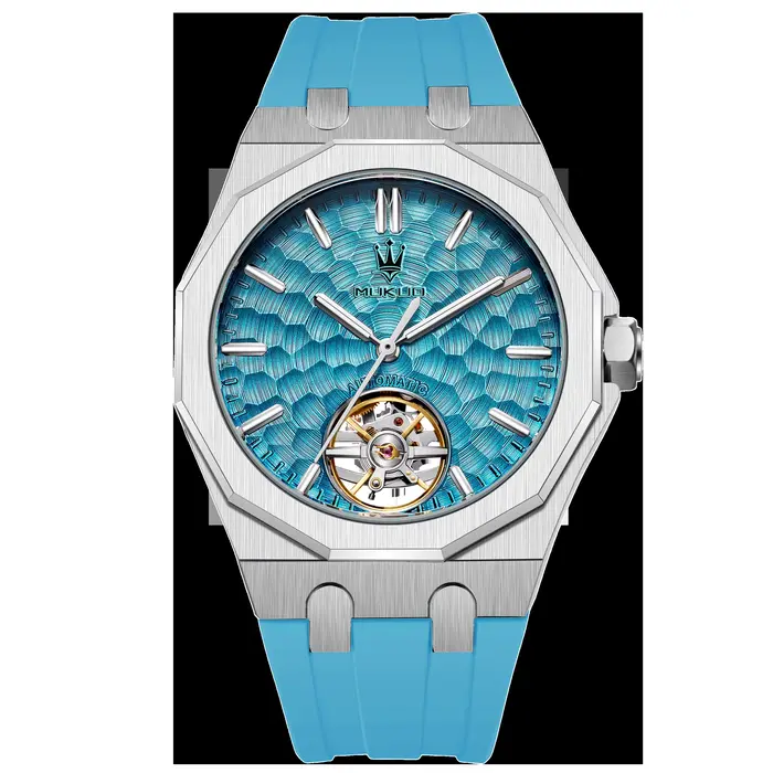 Montre mécanique à tourbillon pour homme MUKUO, bracelet en acier haut de gamme, lumineuse, étanche,