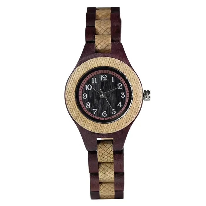 Montre à quartz en bois élégante pour femmes