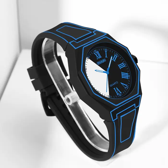 Montre Simple Mode Hommes Fonction Date Montre Bracelet Quartz Style Preppy Entrainement Electronique Bracelet Silicone Unisexe Occasions Spéciales