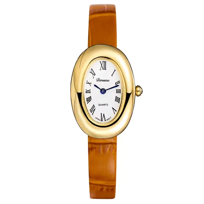 Femmes montre à Quartz de luxe chiffres romains Reloj Vintage Simple horloge ovale dames en cuir noir Orologio or argent montre-bracelet