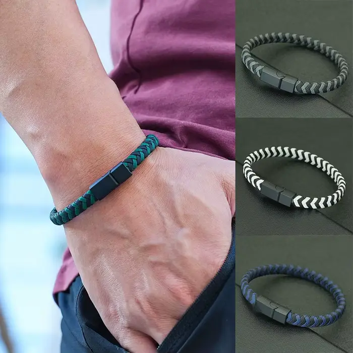 Bracelet en cuir tressé de haute qualité pour hommes