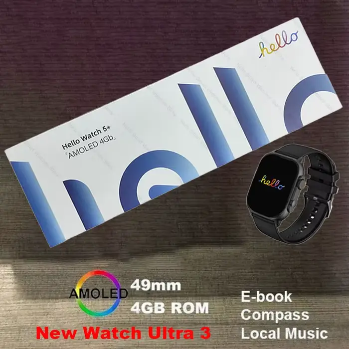 Smartwatch 2026 Original Hello Watch 5 Plus ULTRA 3 49mm AMOLED 4G ROM NFC DeepSeek GPS boussole Bluetooth appel horloge hommes femmes