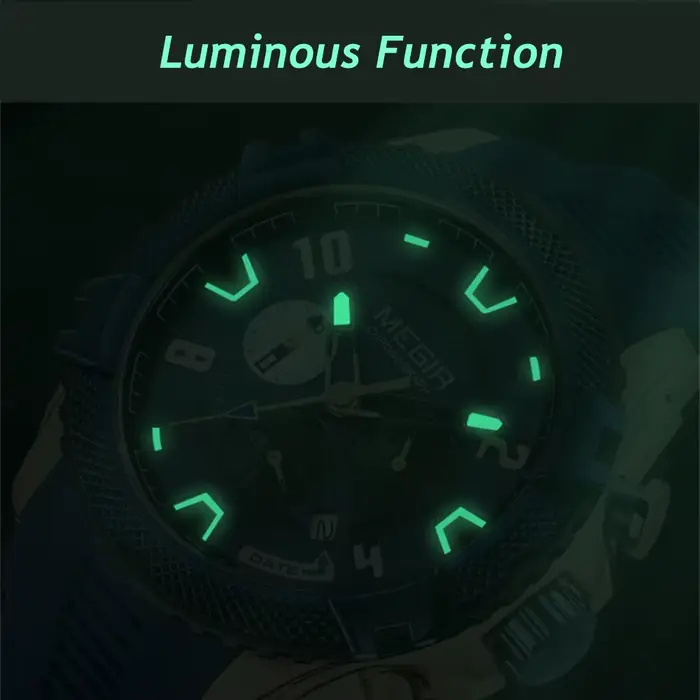 Montre à quartz pour homme MEGIR avec cadran chronographe de 48 mm