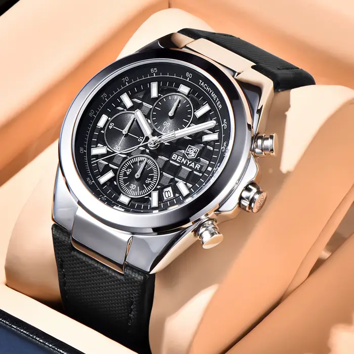 Montre Quartz PAGANI DESIGN Chronographe Résistante à l'Eau pour Hommes Occasions Spéciales Affaires Robuste Cuir