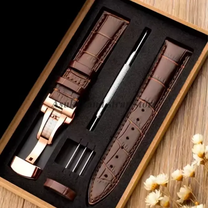 Bracelet en cuir véritable grain d'alligator avec fermoir papillon pour hommes et femmes pour Seiko et autres montres occassions formelles et quotidiennes