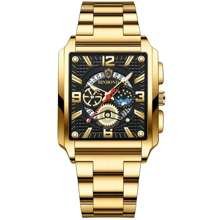 BINBOND montre pour hommes classique montre originale de mode pour homme mouvement à Quartz en acier