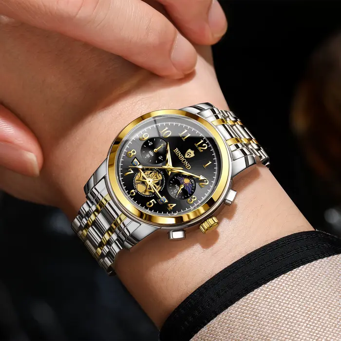 Montre de luxe homme chronographe lumineuse résistante à l'eau pour hommes quartz précise robuste occasions spéciales